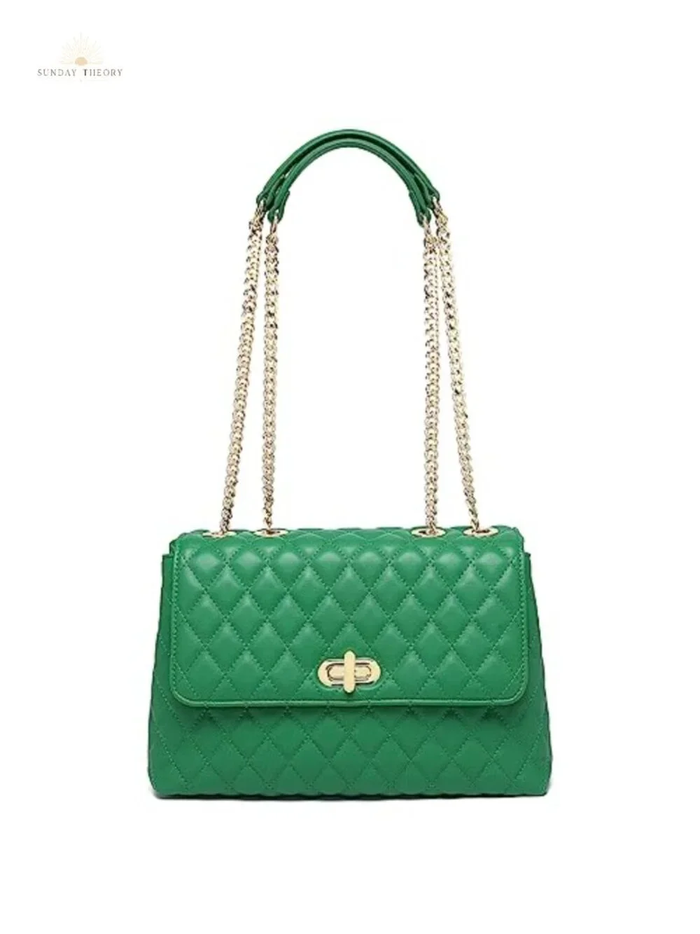 Quilted Crossbody Bag Faux Leather Shoulder Handbag Flap Gold Hardware Chain